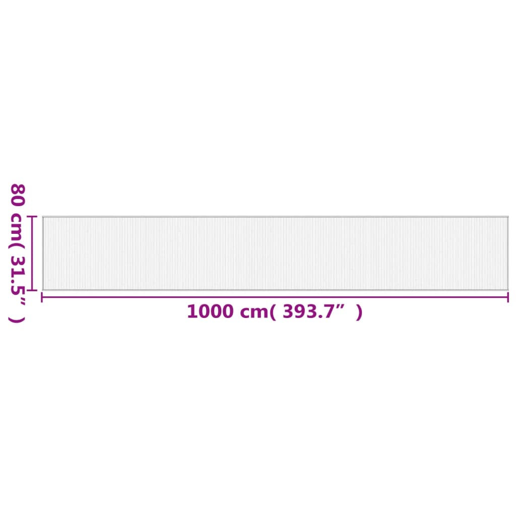 vidaXL Motta Rétthyrnd Svart 80x1000 cm Bambus