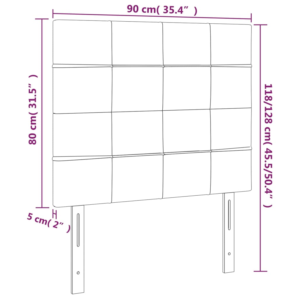 vidaXL Höfðagaflar 2 stk. 90x5x78/88 cm Dökkgrátt Efni