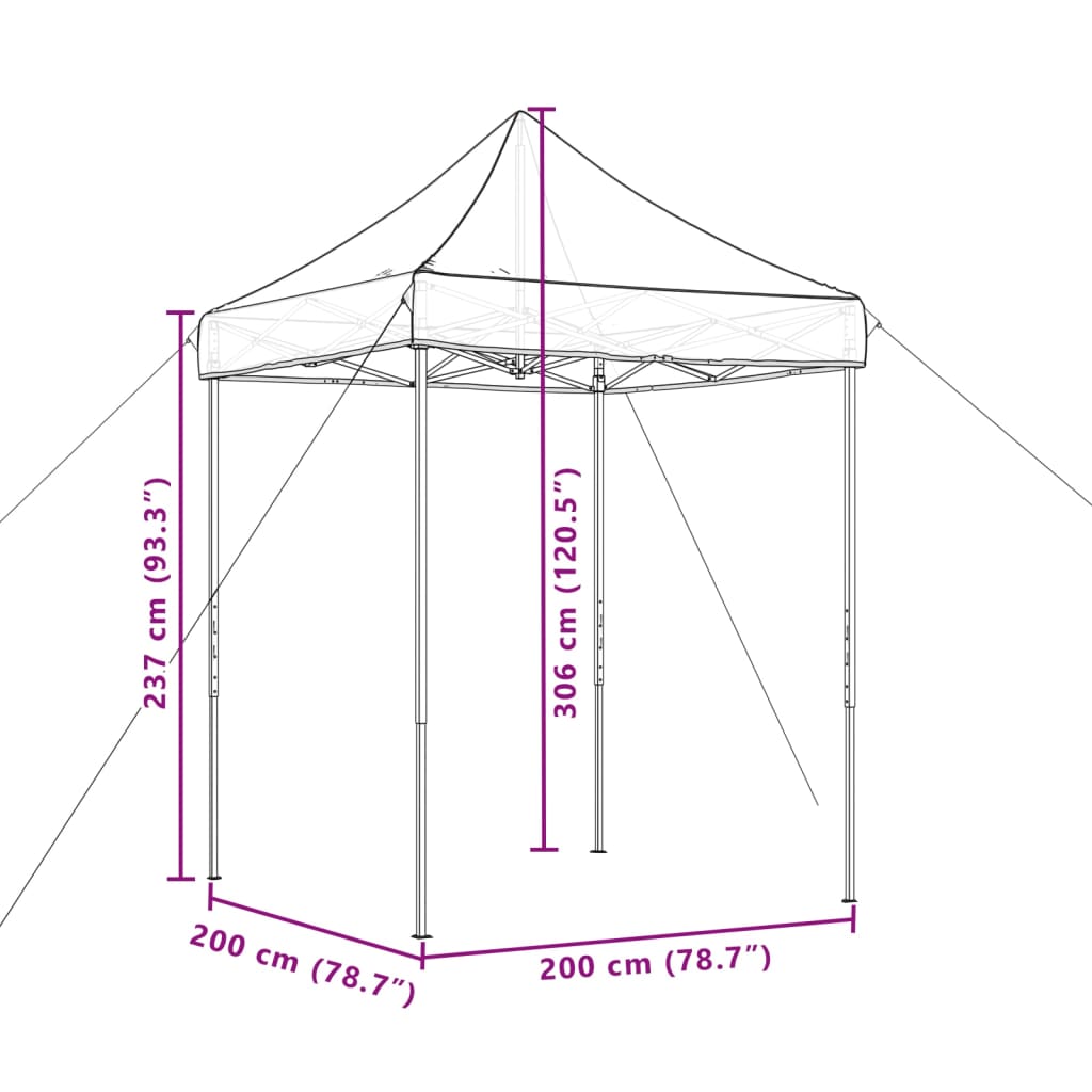 vidaXL Samfellanlegt Veislutjald Pop-Up Vínrauð 200x200x306 cm