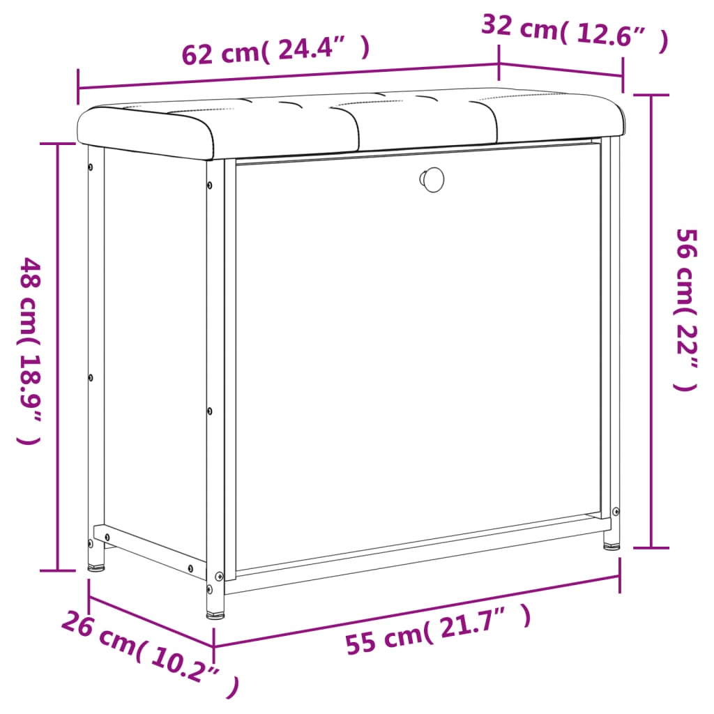 vidaXL Skóskápur með Flettiskúffu Sonoma Eik 62x32x56 cm