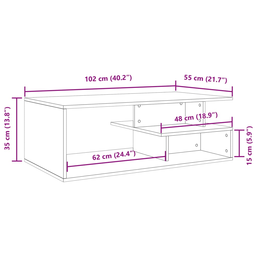 vidaXL Sófaborð Svart 102x55x35 cm Samsettur Viður