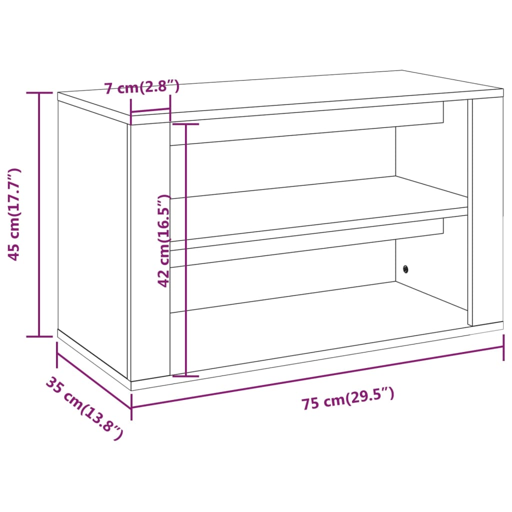 vidaXL Skóbekkur Svartur 75x35x45 cm Samsettur Viður