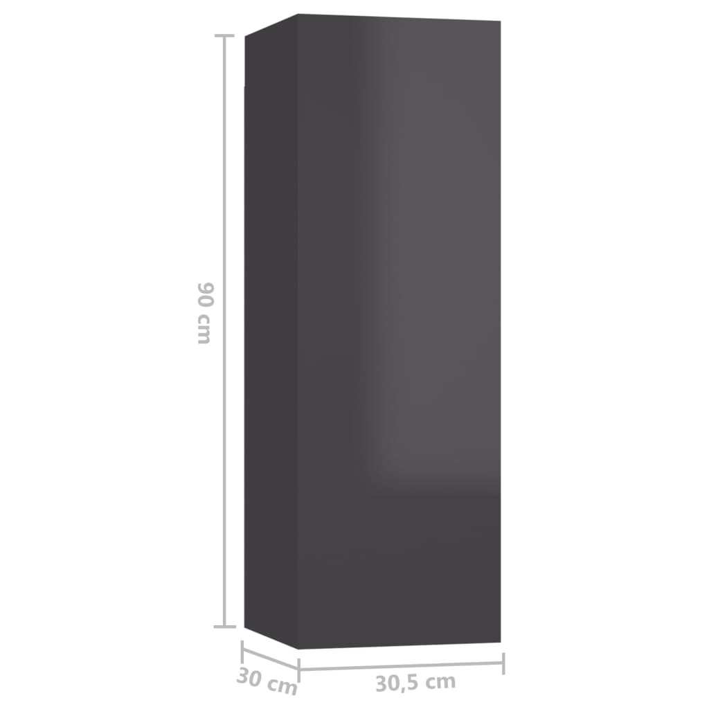 803360 vidaXL TV Cabinet High Gloss Grey 30,5x30x90 cm Chipboard
