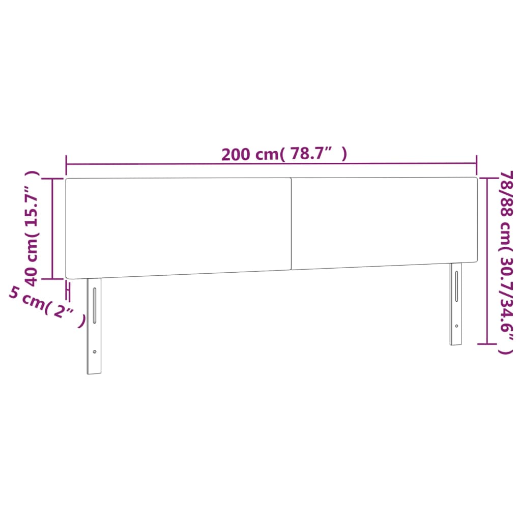 vidaXL LED Höfðagafl 200x5x78/88 cm Svart Leðurlíki