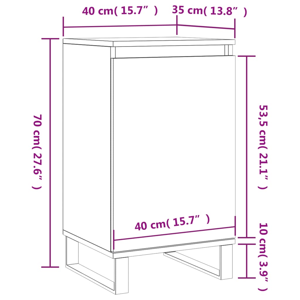 vidaXL Skenkur Gráir Sonoma 40x35x70 cm Samsettur Viður