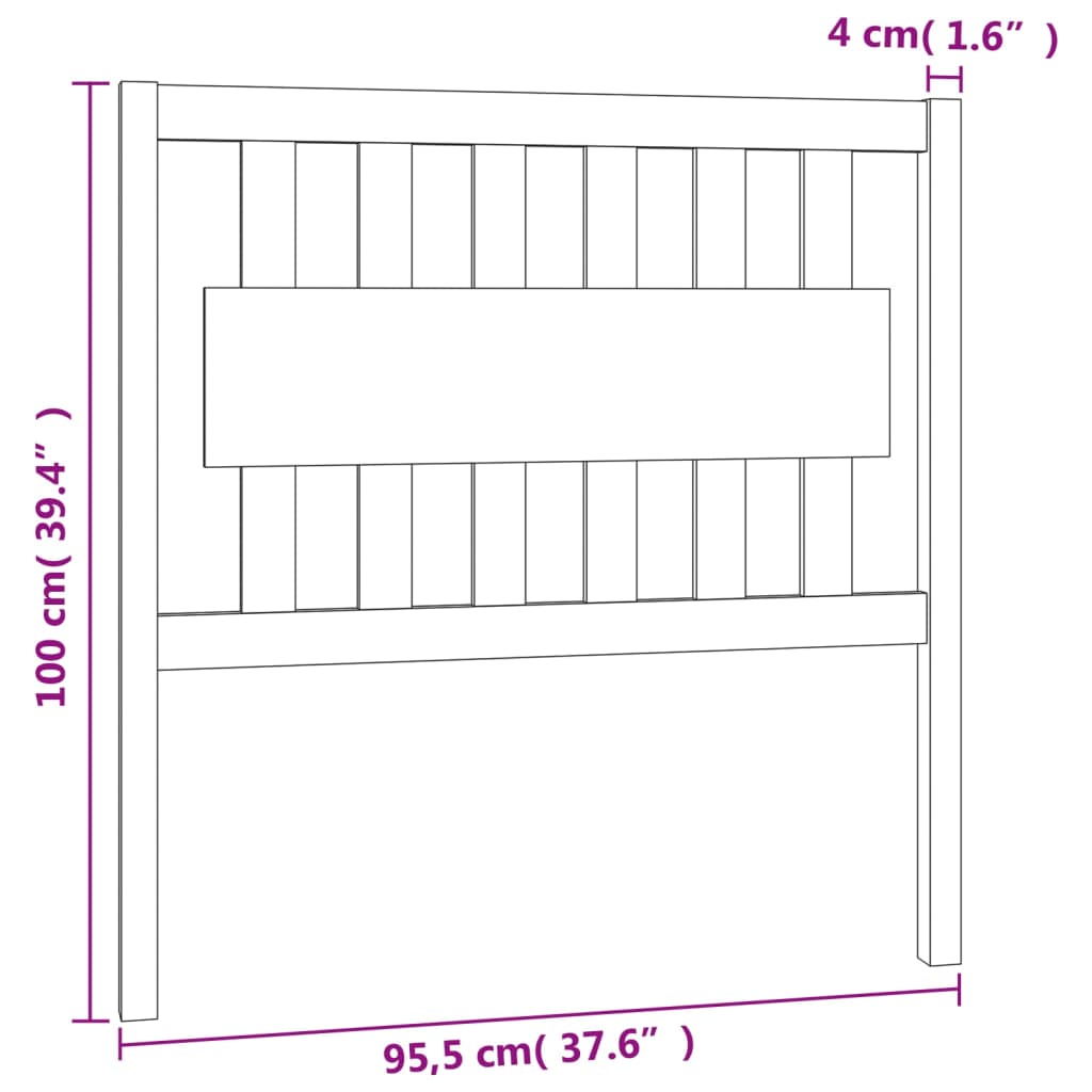 vidaXL Höfðagafl fyrir Rúm Hvítur 95,5x4x100 cm Gegnheil Fura