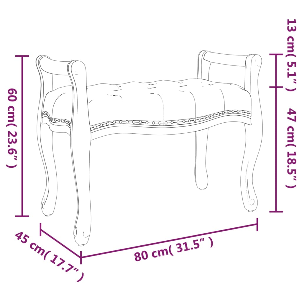 vidaXL Bekkur 80x45x60 cm Dökkgrátt Tauáklæði