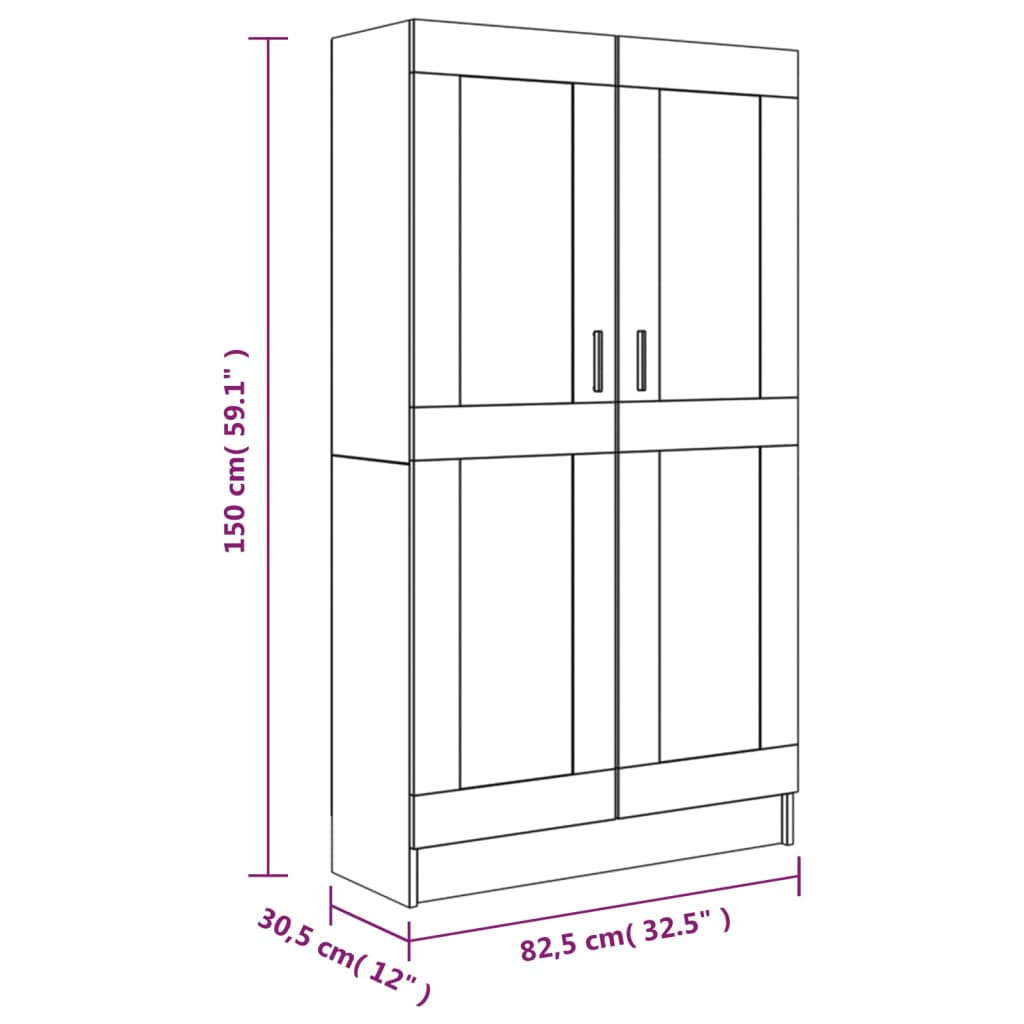 vidaXL Bókaskápur Reyktóna Eikarlitur 82,5x30,5x150 cm Samsettur viður