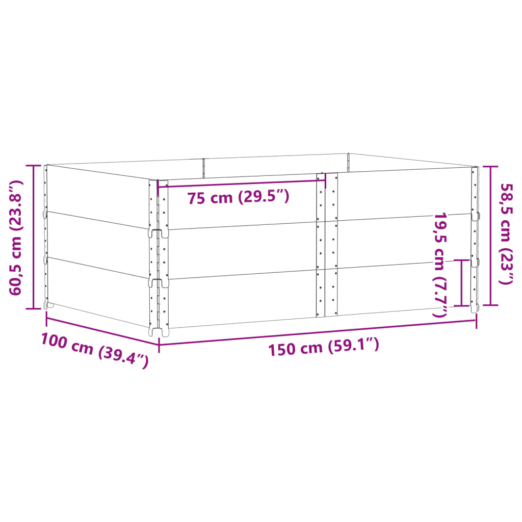 vidaXL Brettakragar 3 stk. Svartur 150x100 cm Gegnheil Fura