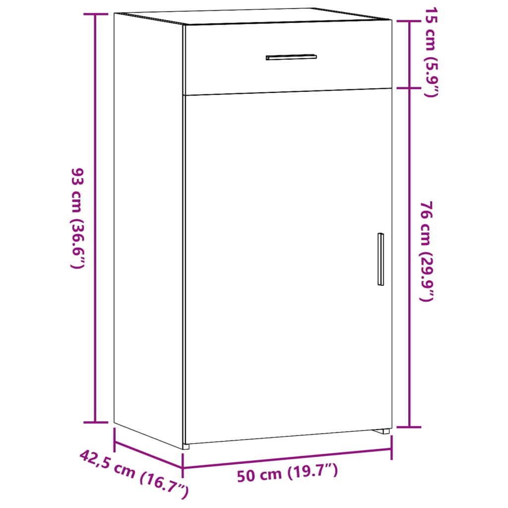 vidaXL Skenkur Brúnn Eikarlitur 50x42,5x93 cm Samsettur Viður