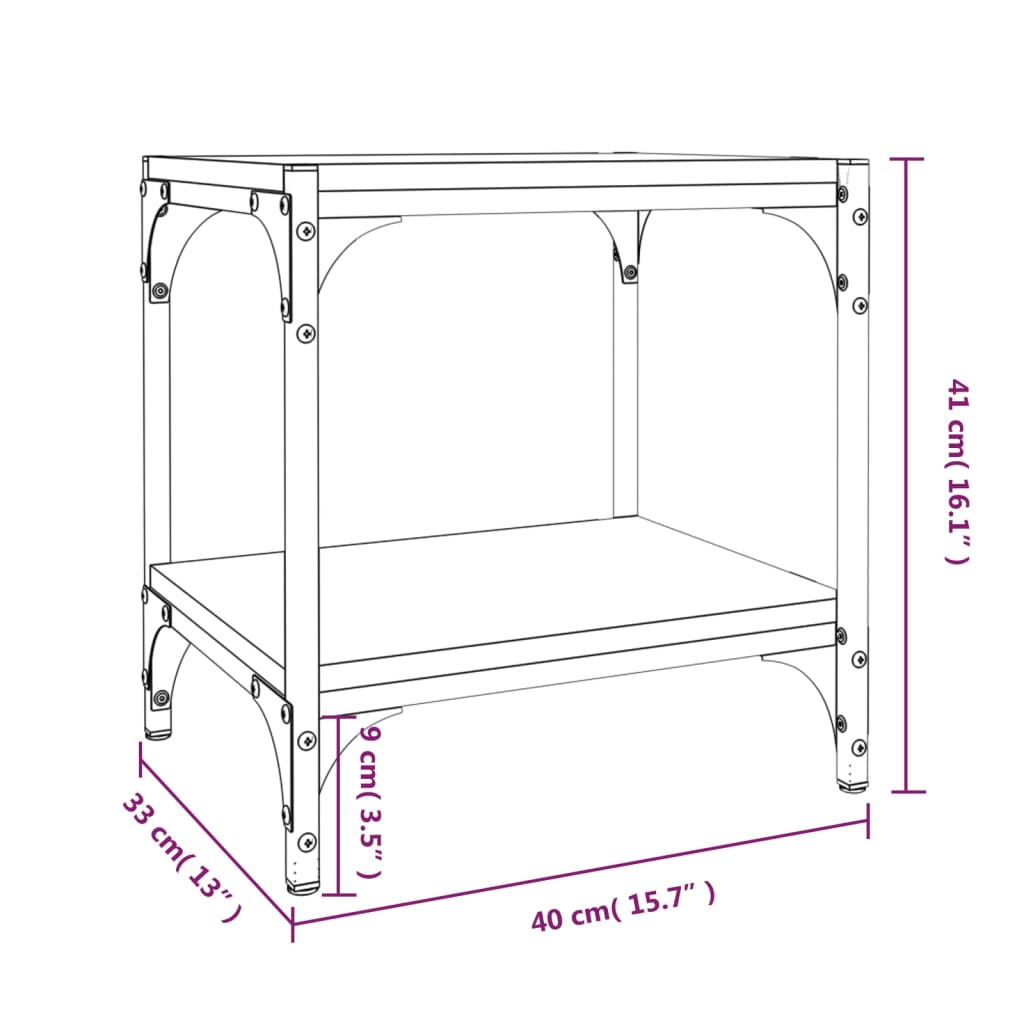 vidaXL Sjónvarpsskápur Reyklituð Eik 40x33x41 cm Samsettur Viður Stál