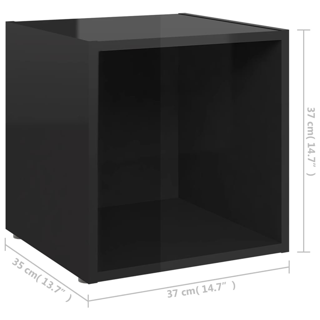 805519 vidaXL TV Cabinet High Gloss Black 37x35x37 cm Chipboard