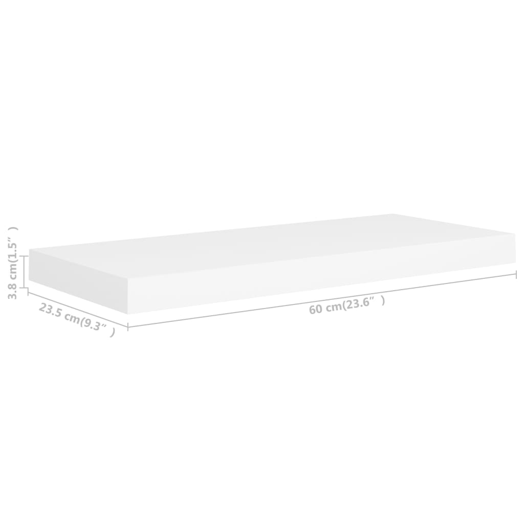 vidaXL Vegghengdar Hillur 4 stk. Hvítar 60x23,5x3,8 cm MDF