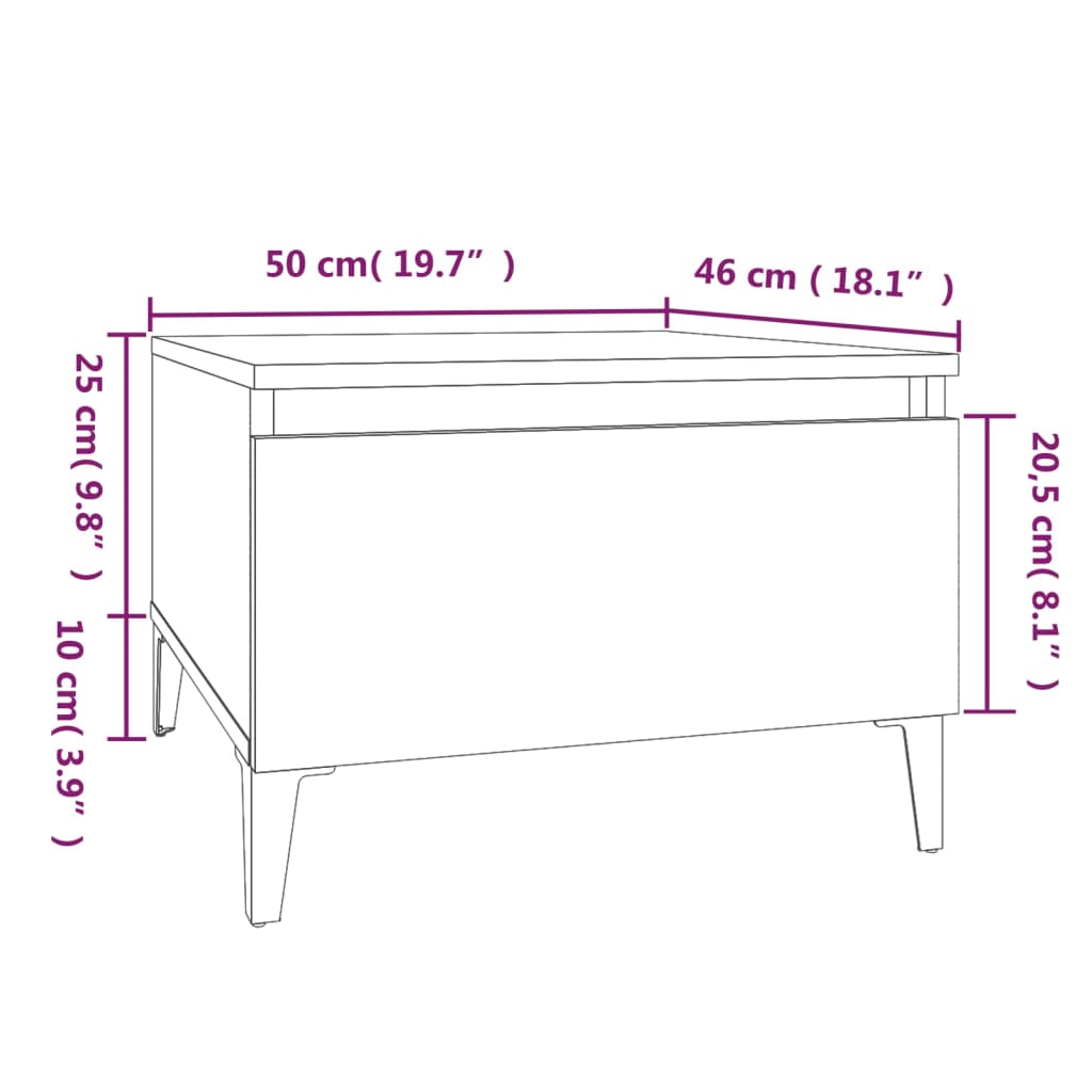 vidaXL Hliðarborð 2 stk. Sonoma Eik 50x46x35 cm Samsettur Viður