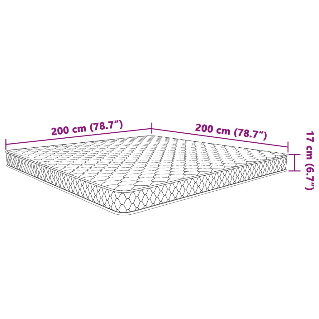 vidaXL Minnissvampýna Hvít 200x200x17 cm