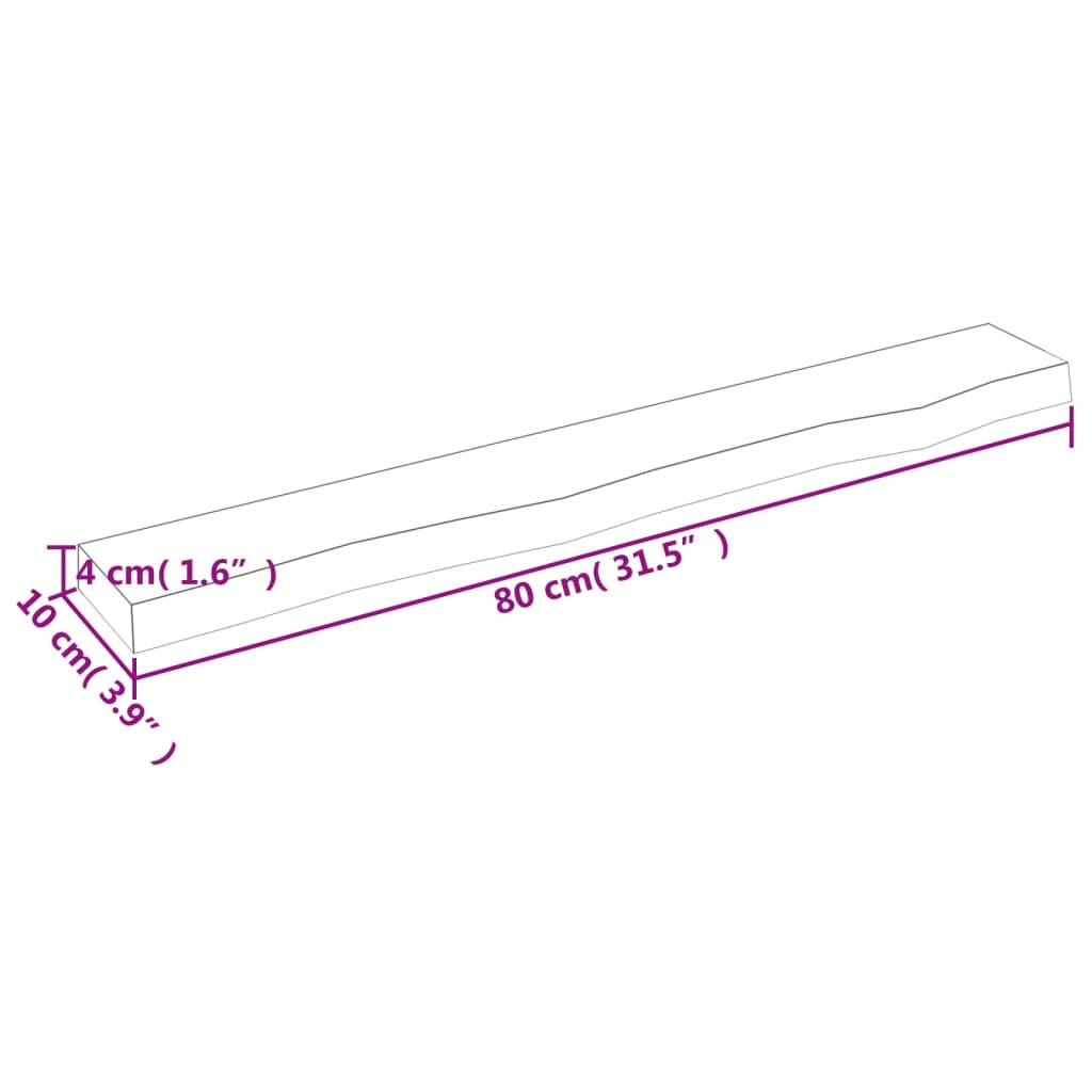 vidaXL Vegghilla Ljósbrún 80x10x4 cm Meðhöndluð Gegnheil Eik