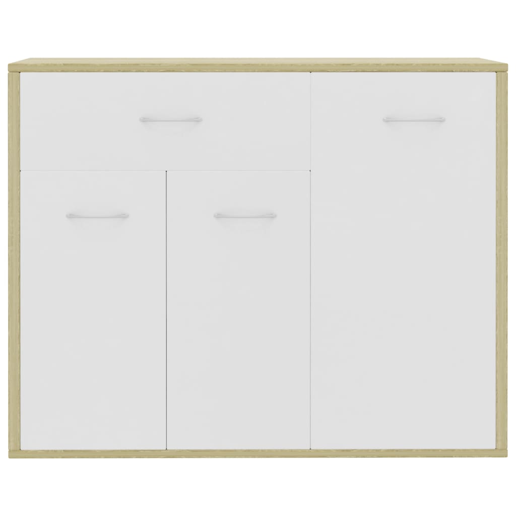 800680 vidaXL Sideboard White and Sonoma Oak 88x30x70 cm Chipboard