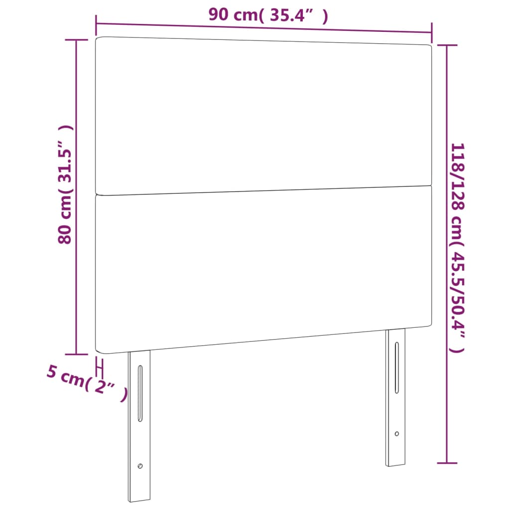 vidaXL Höfðagaflar 2 stk. 90x5x78/88 cm Dökkgrátt Efni