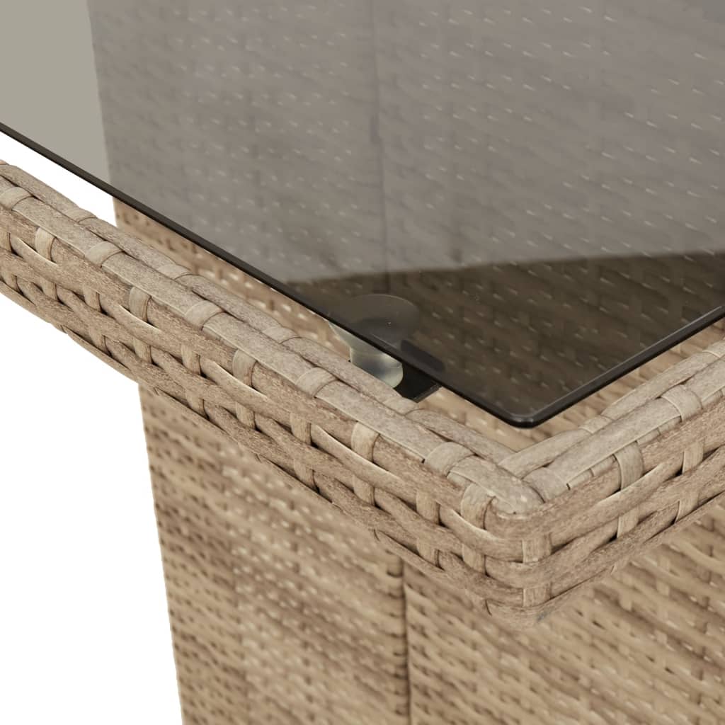 vidaXL Garðborð með Glerplötu Drappað 190x80x74 cm Pólýrattan