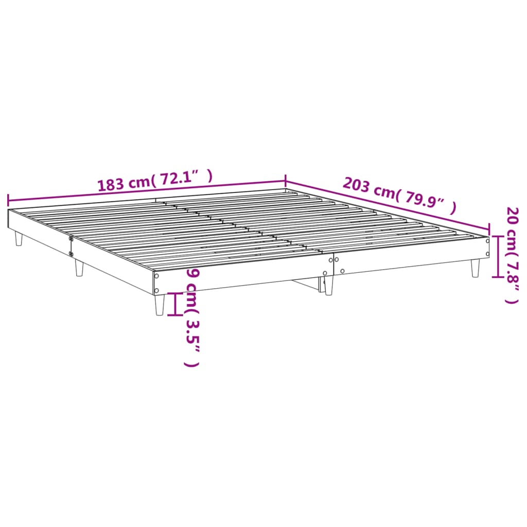 vidaXL Rúmgrind án Dýnu Steypugrátt 120x200 cm