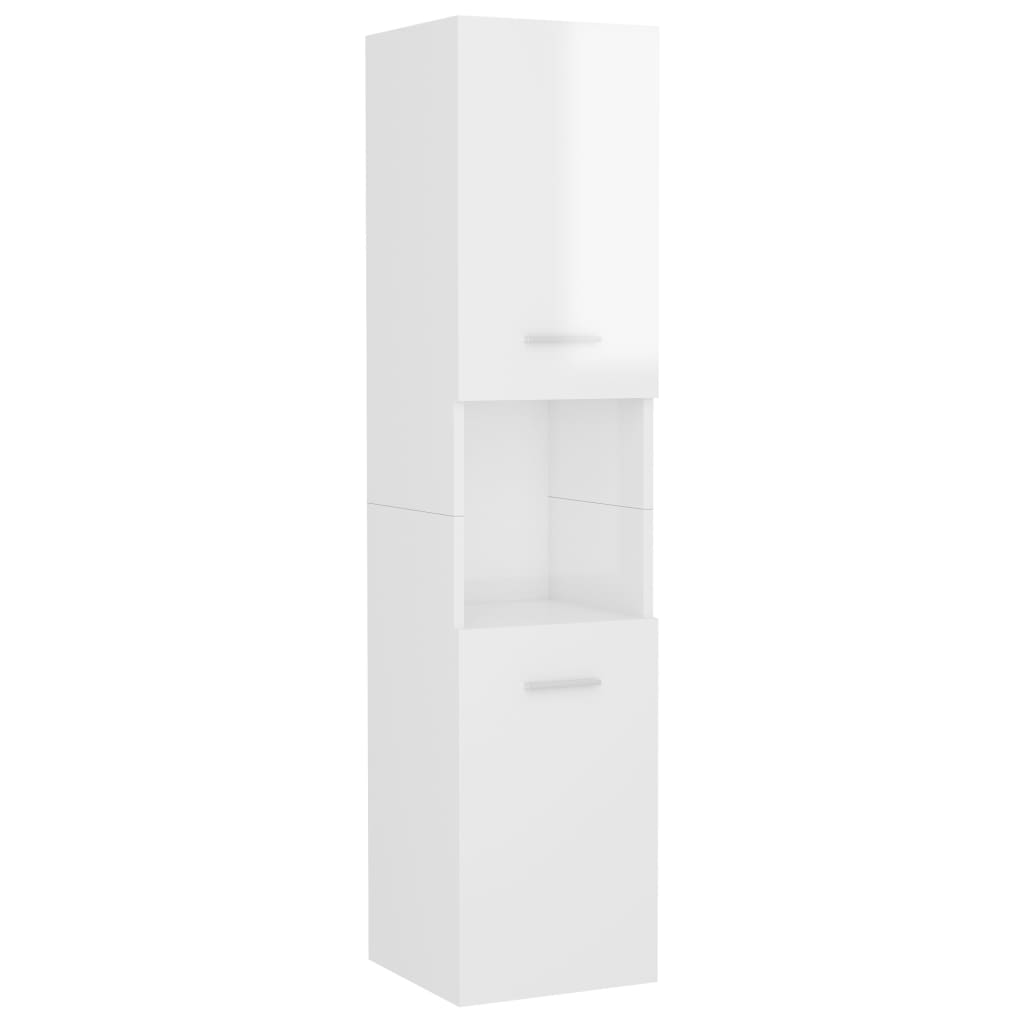 805003 vidaXL Bathroom Cabinet High Gloss White 30x30x130 cm Chipboard