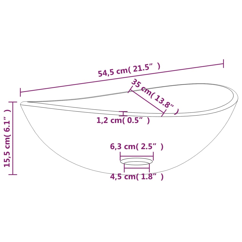 vidaXL Handlaug Hert Gler 54,5x35x15,5 cm Gyllt