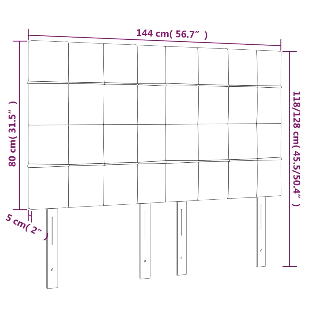 vidaXL LED höfuðgafl Dökkbrúnt 144x5x118/128 cm Efni