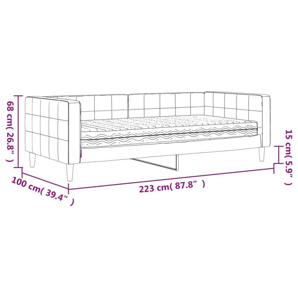 vidaXL Svefnsófi með Dýnu Svart 90x200 cm Flauel