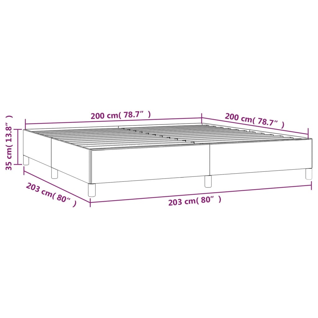 vidaXL Rúmgrind án Dýnu Ljósgrá 200x200 cm Flauel