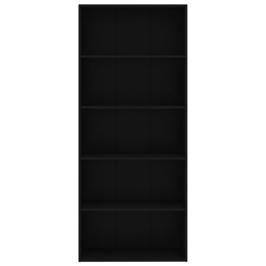 801027 vidaXL 5-Tier Book Cabinet Black 80x30x189 cm Chipboard