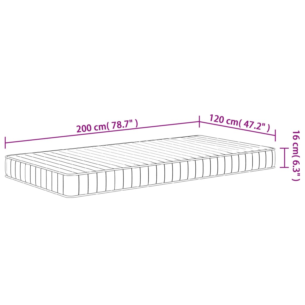 vidaXL Svampdýna Meðalmjúk 120x200 cm