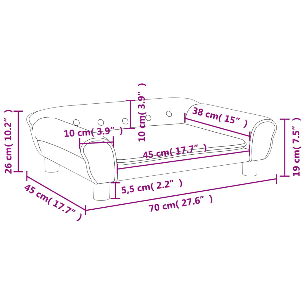 vidaXL Barnasófi Dökkgrár 70x45x26 cm Flauel