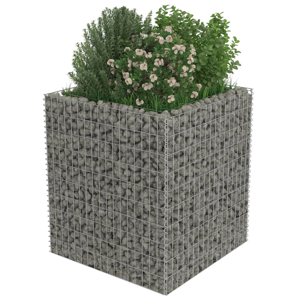 vidaXL Gabion Grjótkassi Upphækkað Blómaker Sínkhúðað stál 90x90x100cm