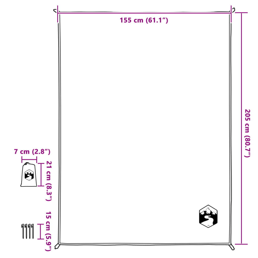 vidaXL Lautarferðarteppi með Hælum Blár 205x155 cm