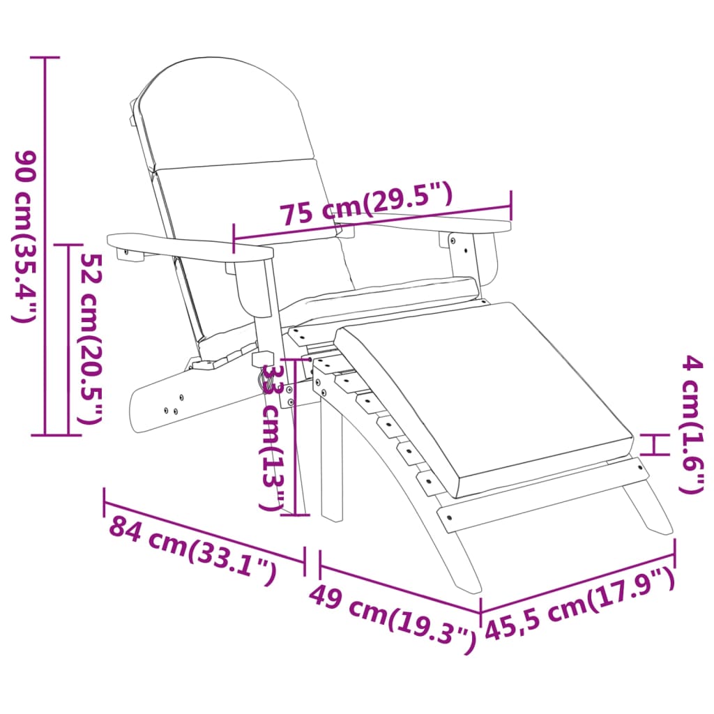 vidaXL 3 Hluta Adirondack Garðstofusett Gegnheill Akasíuviður