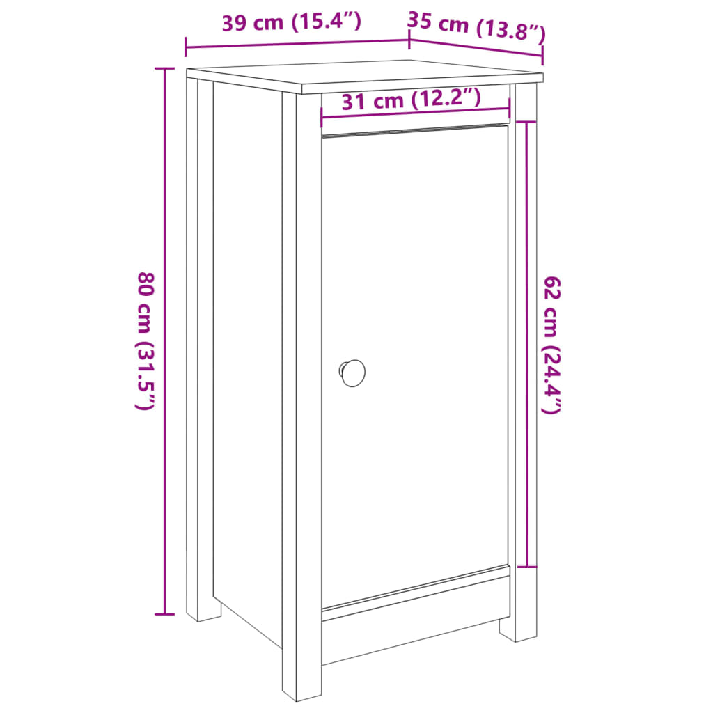 vidaXL Skenkir 2 stk. Gráir 40x35x80 cm Gegnheil Fura