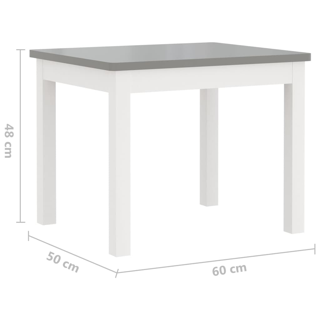 vidaXL 4 stykki barnaborð og stólasett hvítt og grátt MDF