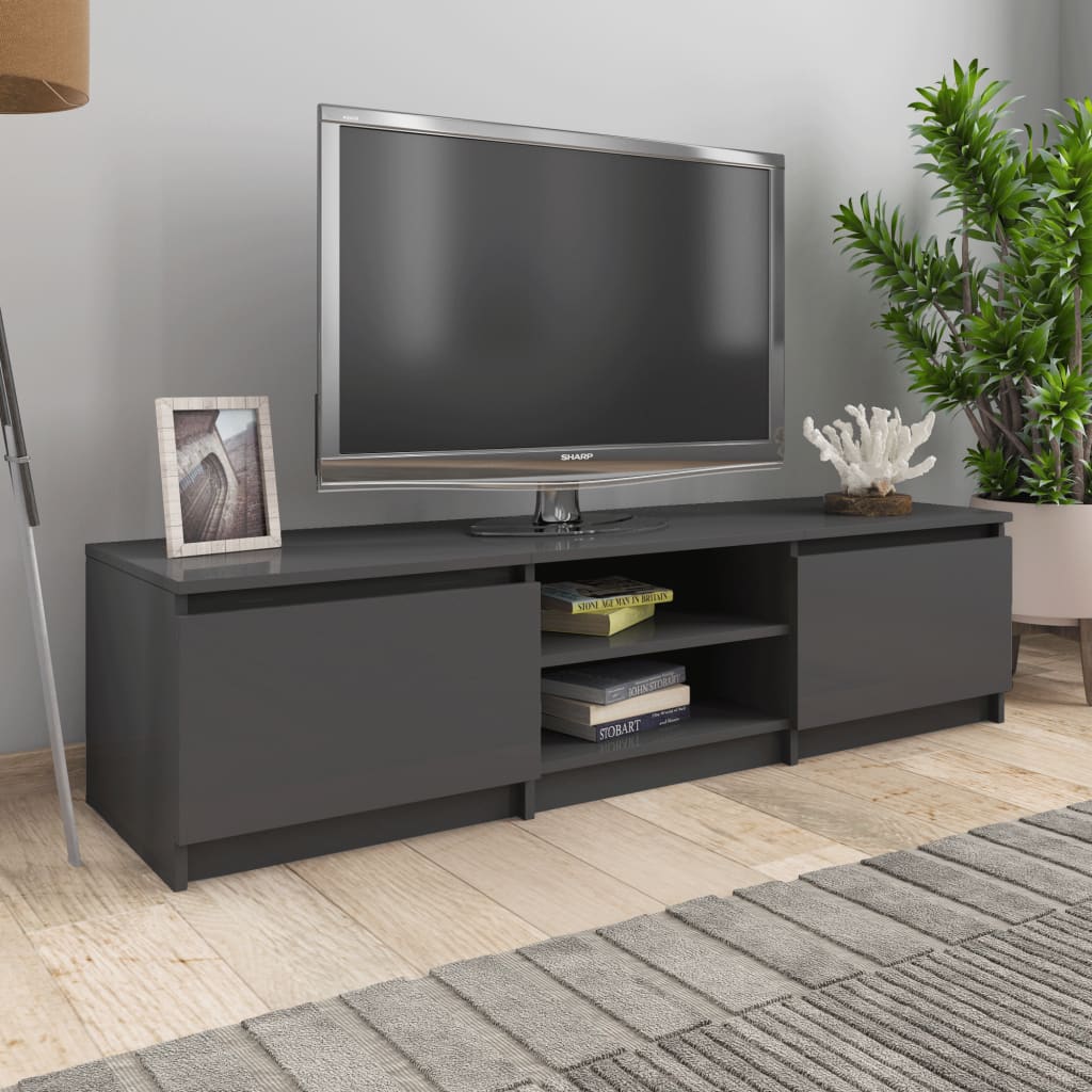 800656 vidaXL TV Cabinet High Gloss Grey 140x40x35,5 cm Chipboard