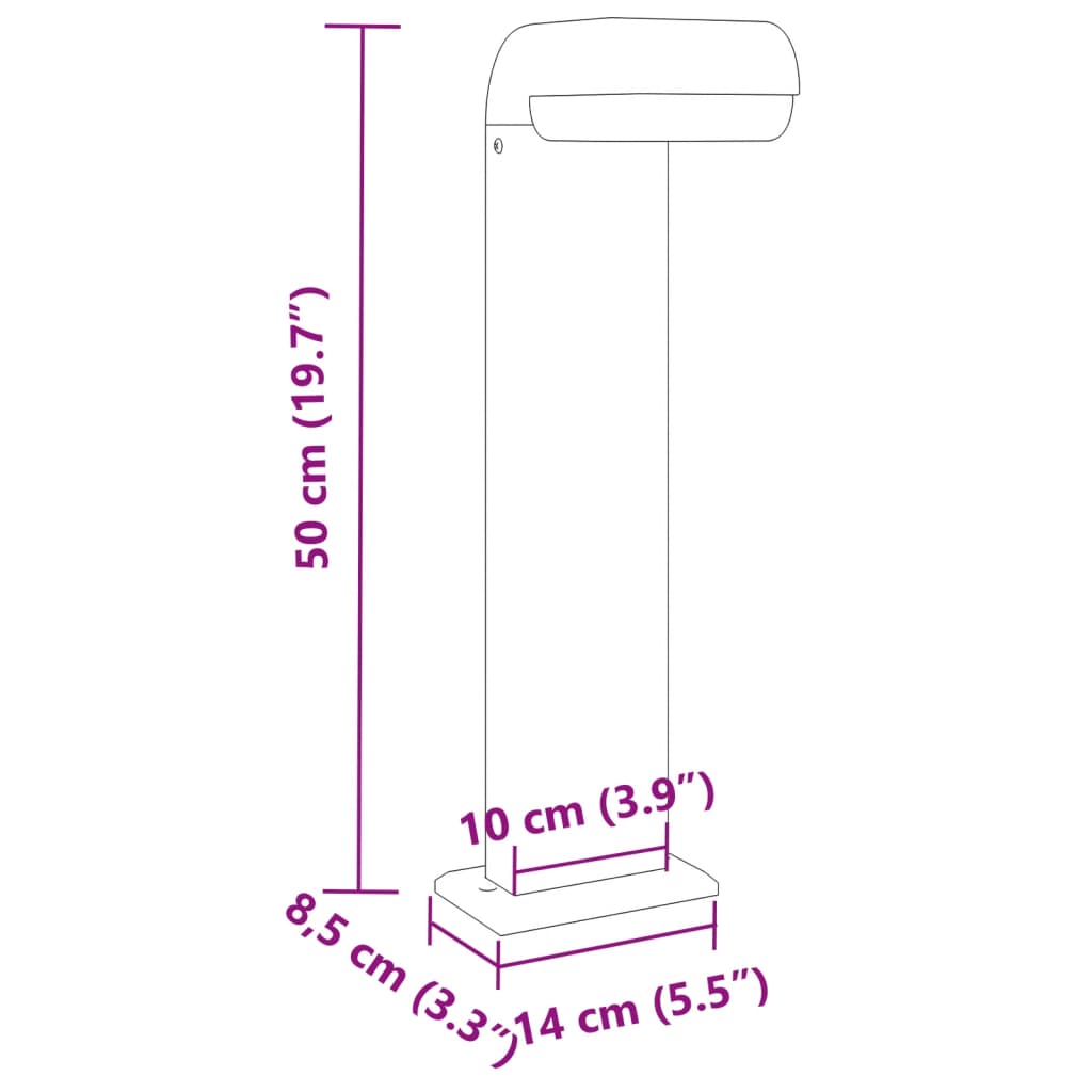 vidaXL Frístandandi Útiljós 3stk 50 cm Svart Steypt Ál