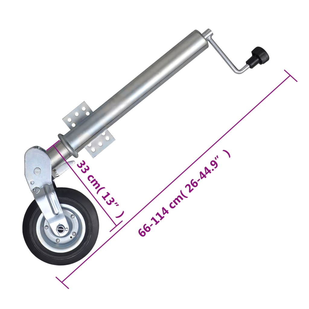 vidaXL Nefhjól fyrir Tengivagn 60 mm með 2 Stoðrörum & 2 Deiliklemmum