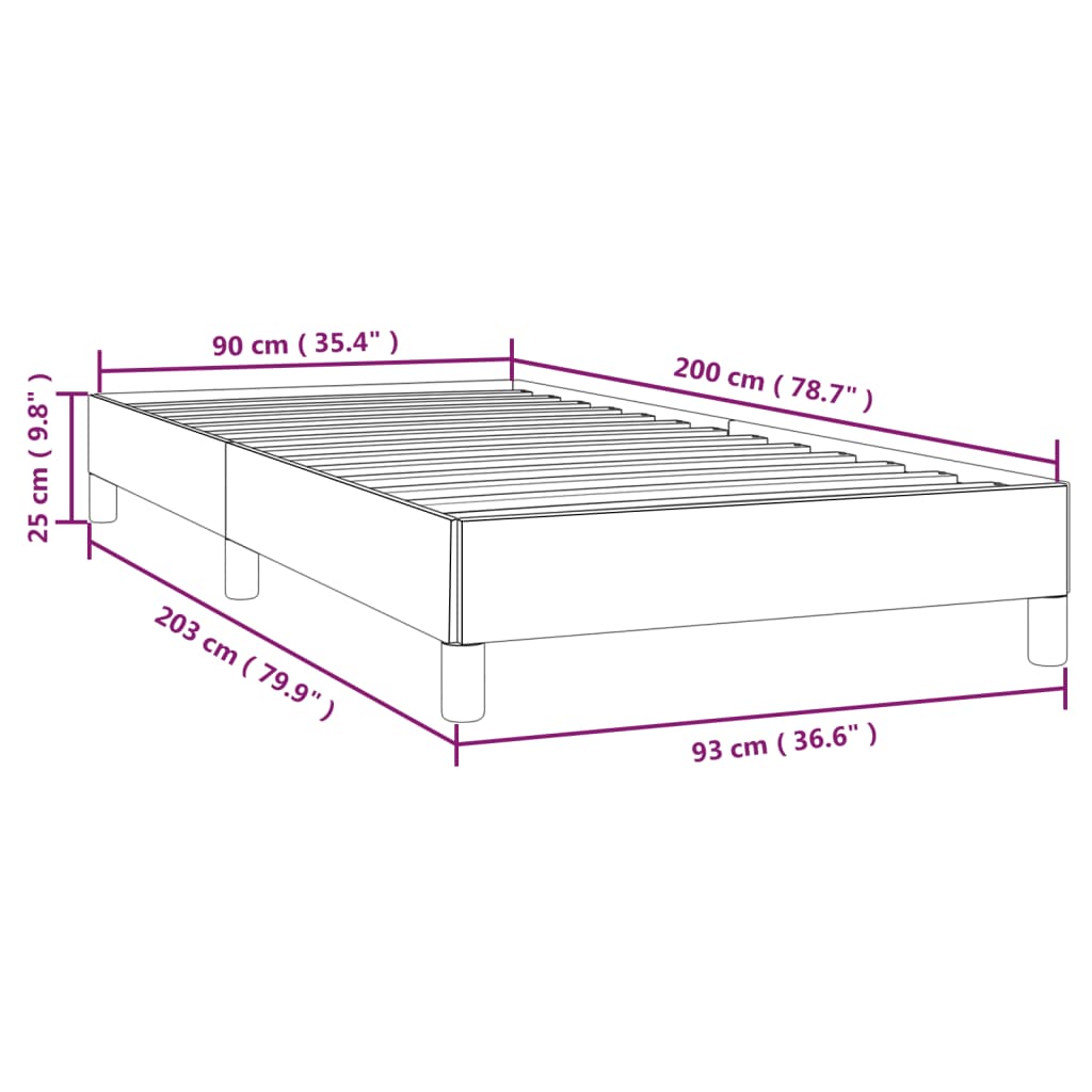 vidaXL Rúmgrind án Dýnu Svört 90x200 cm Flauel