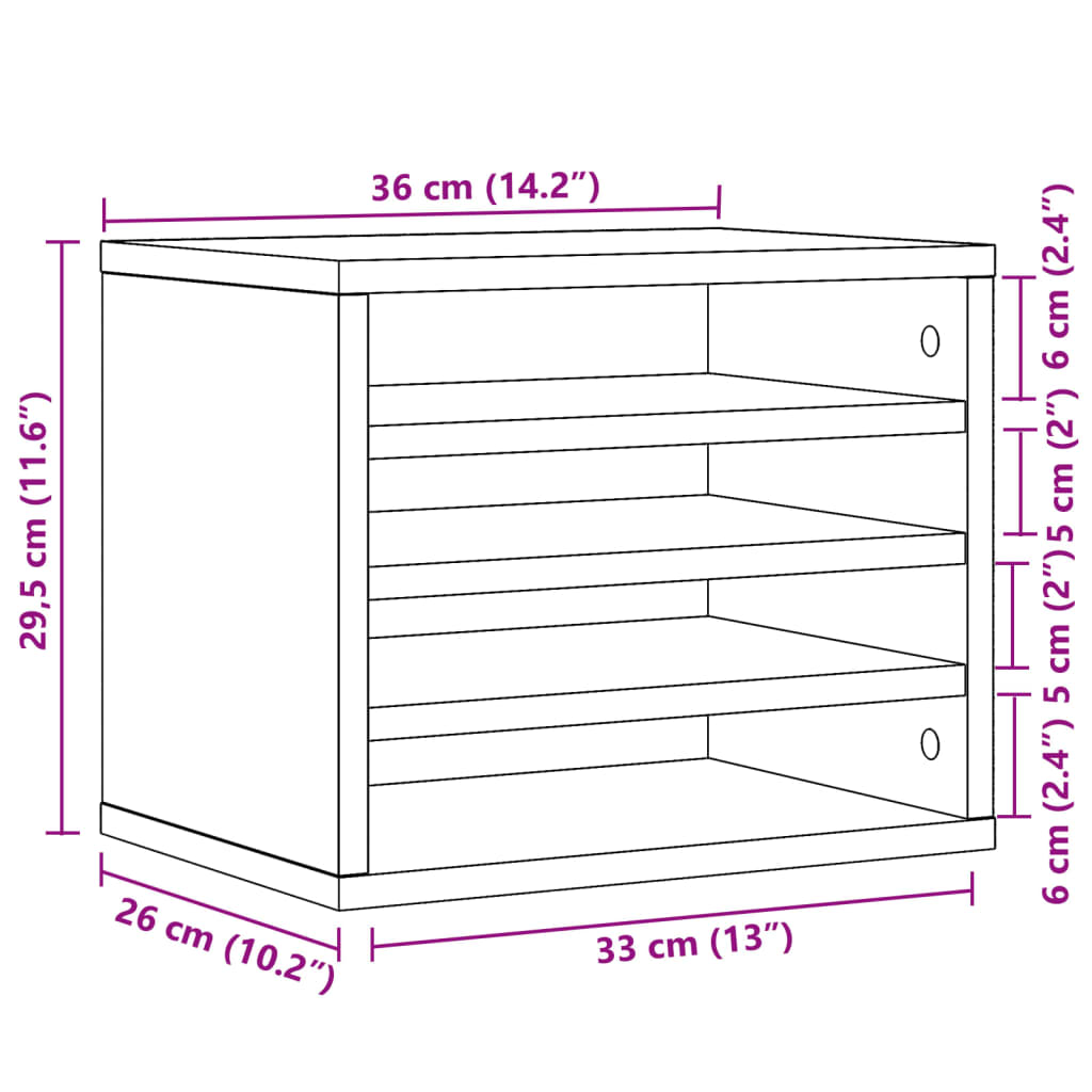 vidaXL Skrifborðsskipuleggjari Svartur 36x26x29,5 cm Samsettur Viður