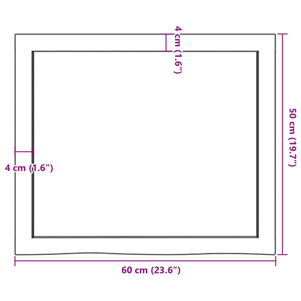 vidaXL Baðherbergisborðplata Dökkbrún 60x50x(2-6)cm Meðhöndlaður Viður