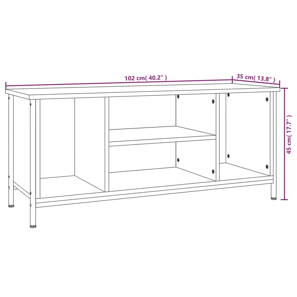 vidaXL Sjónvarpsskápur Brún Eik 102x35x45 cm Samsettur Viður