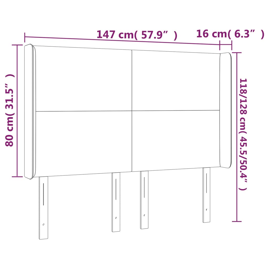 vidaXL Höfðagafl með Eyrum 147x16x118/128 cm Kaffibrúnn Gervileður