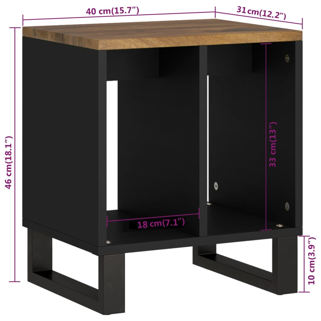 vidaXL Sófaborð 80x54x40 cm Gegnheill Mangóviður & Samsettur Viður