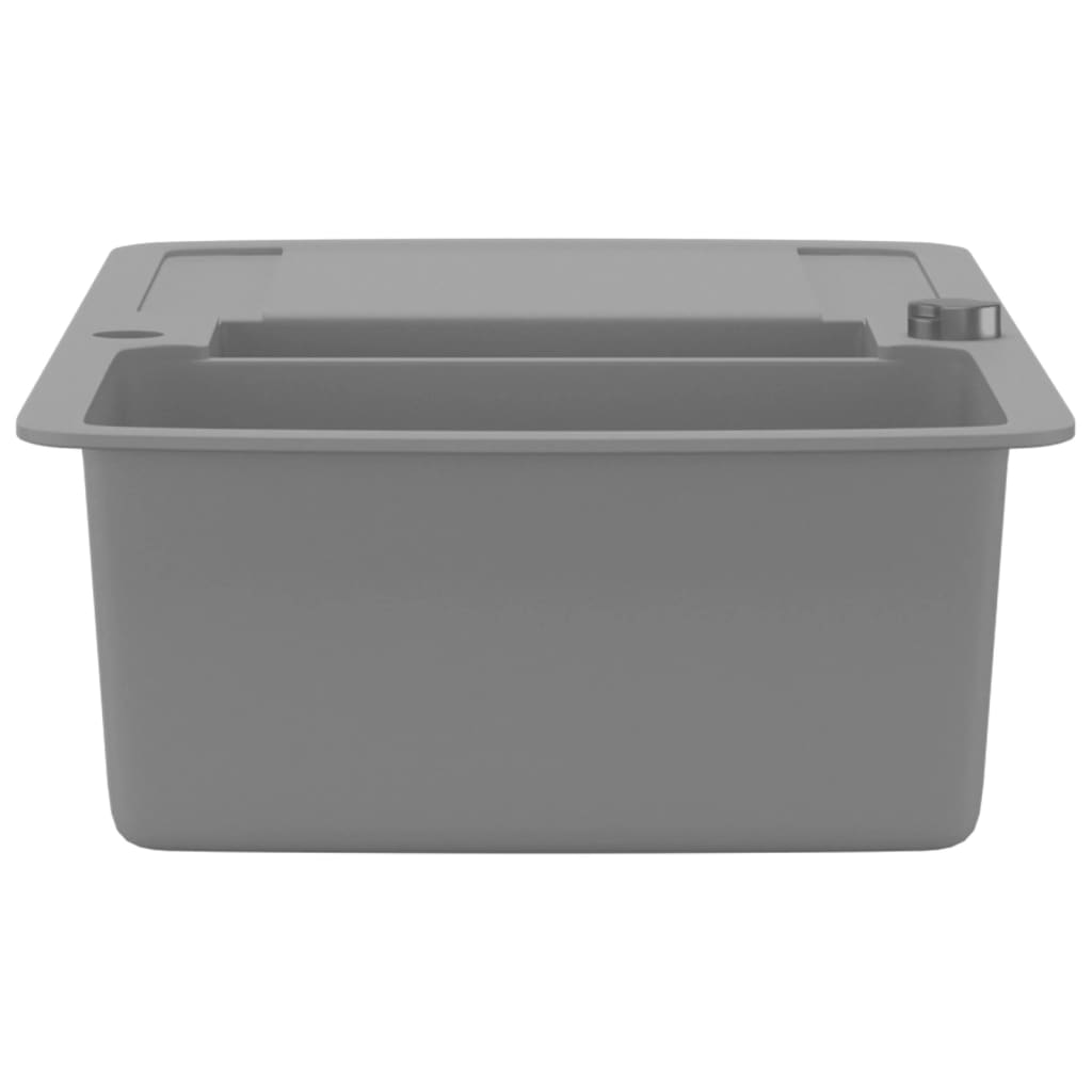 142947 vidaXL Granite Kitchen Sink Double Basin Grey