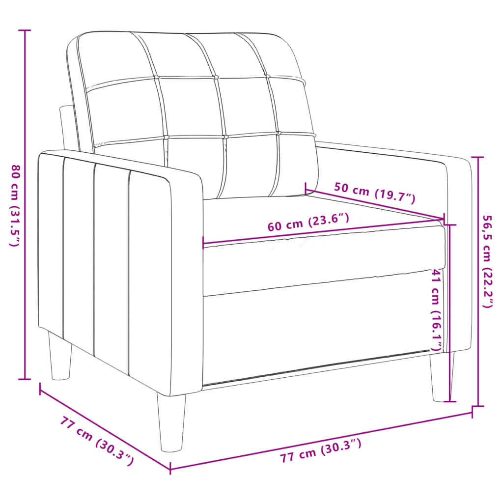 vidaXL Sófastóll Dökkgrár 60 cm Flauel