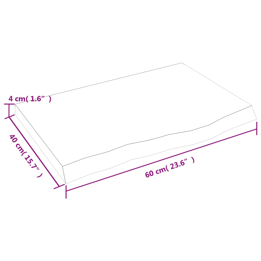 vidaXL Vegghilla Ljósbrún 60x40x(2-4) cm Meðhöndluð Gegnheil Eik