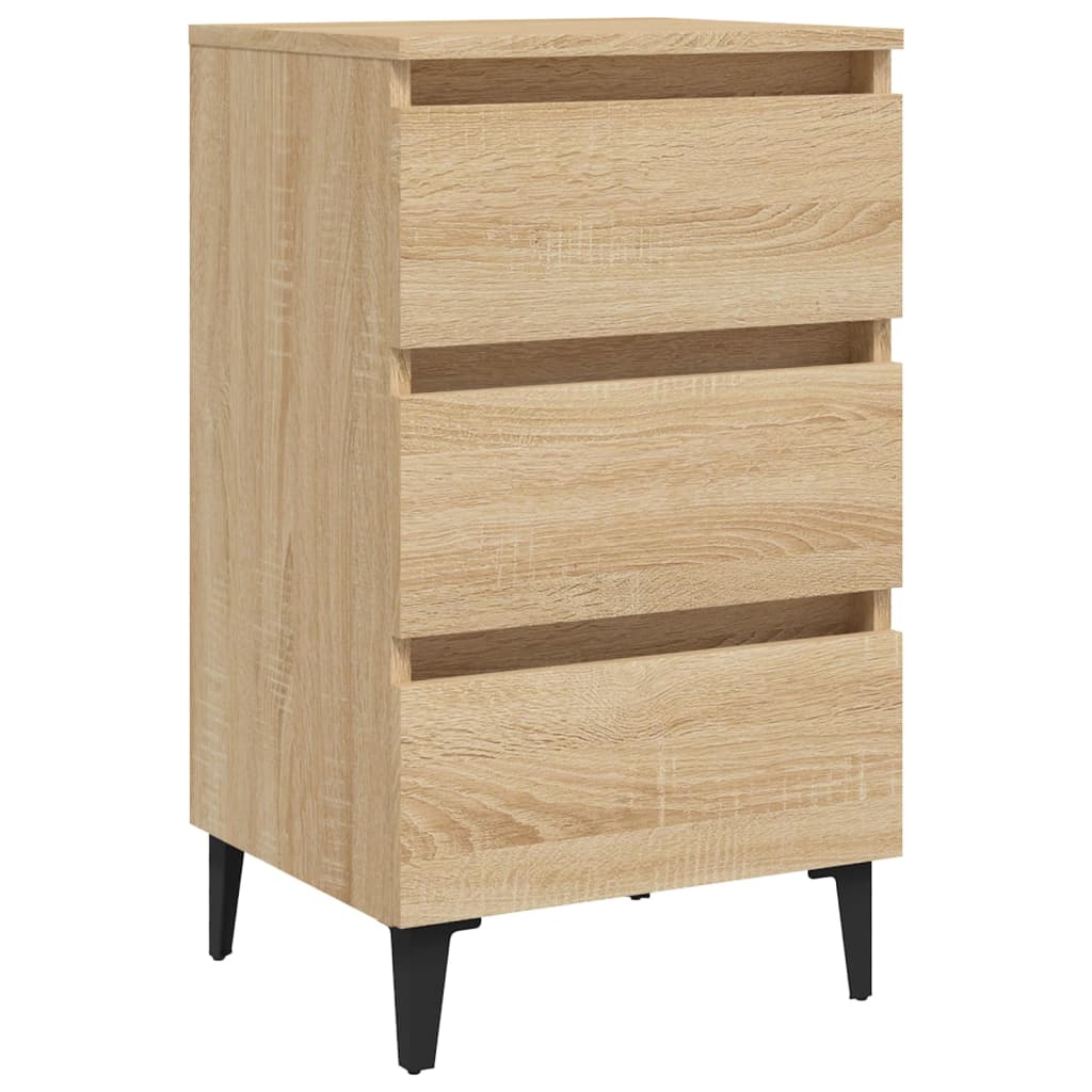 805911 vidaXL Bed Cabinet with Metal Legs Sonoma Oak 40x35x69 cm
